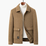 Men's jacket with pointed collar and flap pockets