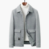 Men's jacket with pointed collar and flap pockets