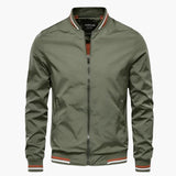 Men's jacket with zip closure, stand-up collar, and pockets
