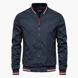 Men's jacket with zip closure, stand-up collar, and pockets
