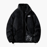 Men's ribbed surface jacket with zip closure and stand-up collar