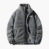 Men's ribbed surface jacket with zip closure and stand-up collar