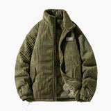 Men's ribbed surface jacket with zip closure and stand-up collar