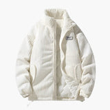 Men's ribbed surface jacket with zip closure and stand-up collar