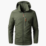 Men's jacket with adjustable hood and zip closure