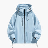 Men's jacket with hood and zipper closure