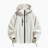 Men's jacket with hood and zipper closure