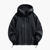 Men's jacket with hood and zipper closure