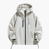 Men's jacket with hood and zipper closure