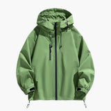 Men's jacket with hood and zipper closure