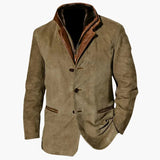Men's jacket with lapel collar and button closure