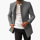 Men's jacket with modern collar and straight cut