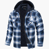 Men's jacket with checkered pattern and hood