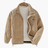 Men's jacket with ribbed surface and inner lining