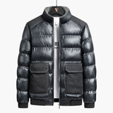 Men's quilted jacket with stand-up collar