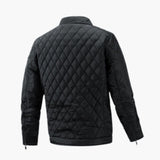 Men's quilted jacket with stand-up collar and zippered pockets