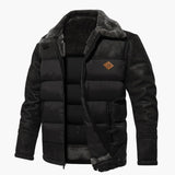 Men's quilted jacket with faux fur collar