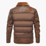 Men's quilted jacket with faux fur collar