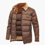 Men's quilted jacket with faux fur collar