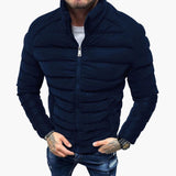 Men's quilted fitted jacket with stand-up collar