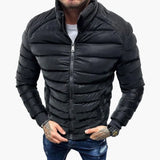 Men's quilted fitted jacket with stand-up collar