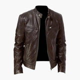 Men's biker style jacket with zip closure and long sleeves