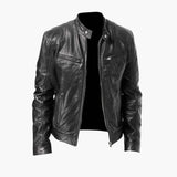 Men's biker style jacket with zip closure and long sleeves