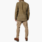 Men's retro style jacket with button closure and contrasting collar