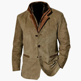 Men's retro style jacket with button closure and contrasting collar