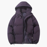 Men's quilted jacket with hood and zip closure