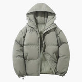 Men's quilted jacket with hood and zip closure
