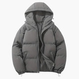 Men's quilted jacket with hood and zip closure