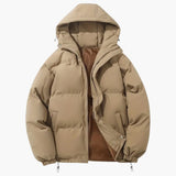 Men's quilted jacket with hood and zip closure