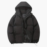 Men's quilted jacket with hood and zip closure