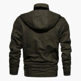Men's tactical jacket with hood and multiple pockets