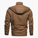 Men's tactical jacket with hood and multiple pockets