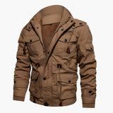 Men's tactical jacket with hood and multiple pockets