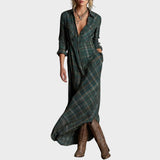EMMA | Long Checkered Coat with Revers