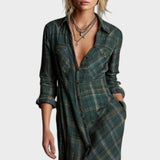 EMMA | Long Checkered Coat with Revers