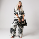 Hazel | Printed V-Neck Top & Long Pants