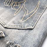 Juno Distressed Wide-Leg Jeans