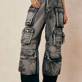 Ombre Wide-Leg Cargo Jeans