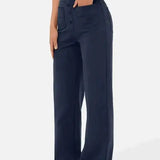 Harbour Street Wide-Leg Button Pants
